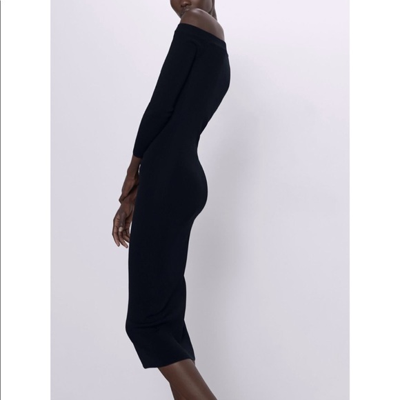 ZARA 2020 tailored knitted fitted black dress - Picture 9 of 11